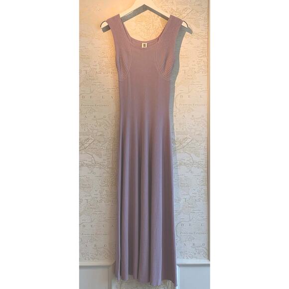 By Malene Birger Lilo Ribbed Knit Maxi Dress Lilac Size 6 Stretch Luxury - Picture 7 of 11